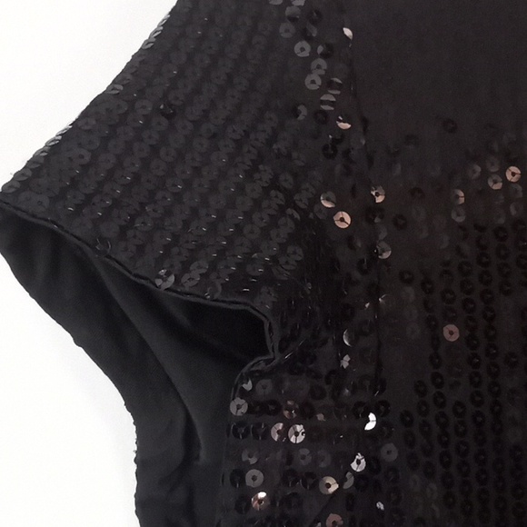 SOLD Anthropologie Dress Tulle Black Sequin Embellished Midi A-Line Stretch - Picture 9 of 12